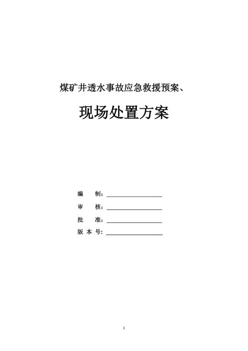 煤礦井透水事故應急救援預案、現場處置方案（28頁）