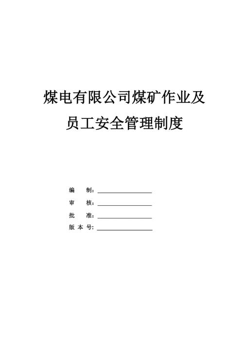 煤電有限公司煤礦作業及員工安全管理制度（98頁）
