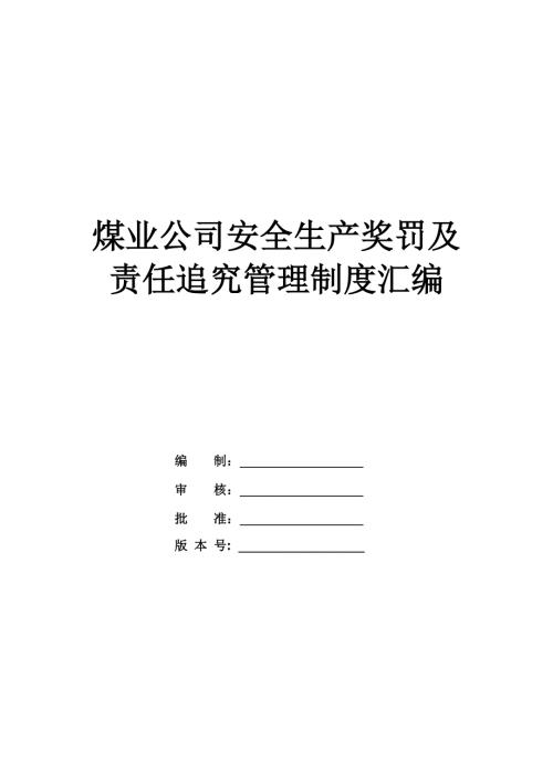 煤業(yè)公司安全生產(chǎn)獎(jiǎng)罰及責(zé)任追究管理制度匯編（87頁）