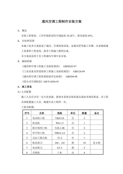 通風(fēng)空調(diào)安裝專(zhuān)項(xiàng)方案（10頁(yè)）