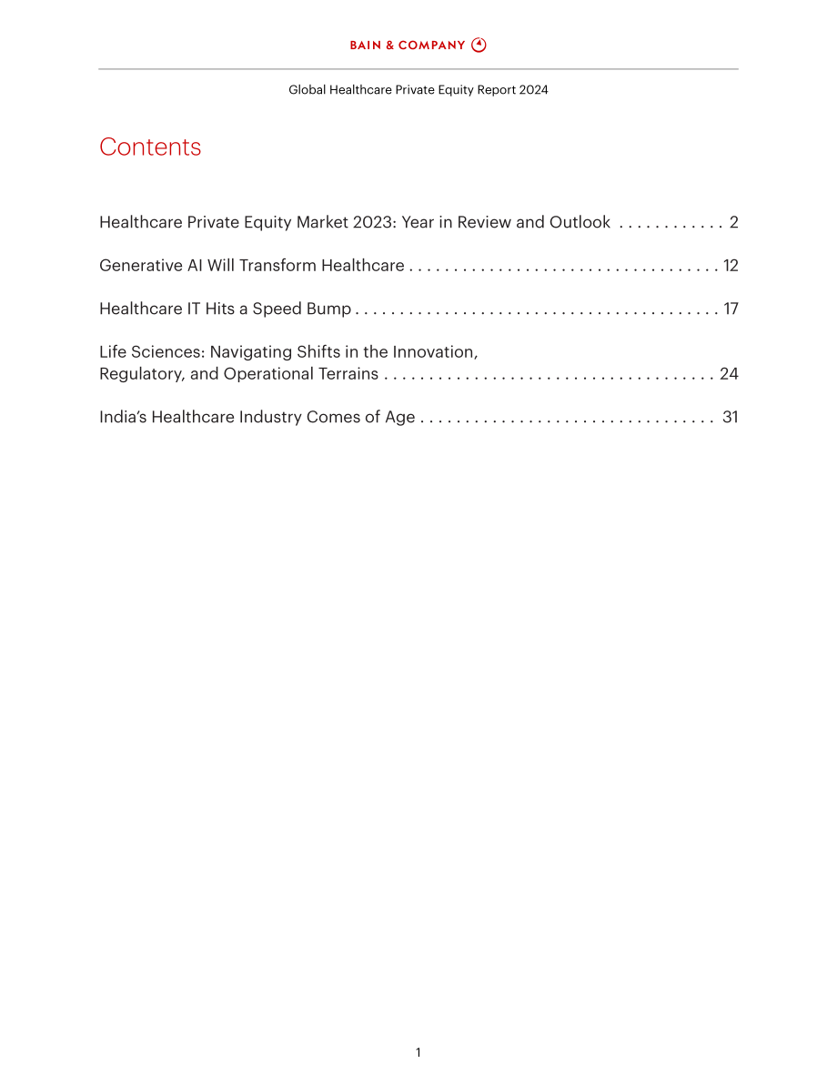 貝恩公司：2024年全球醫療健康行業私募股權報告（英文版）（44頁）.pdf_第3頁