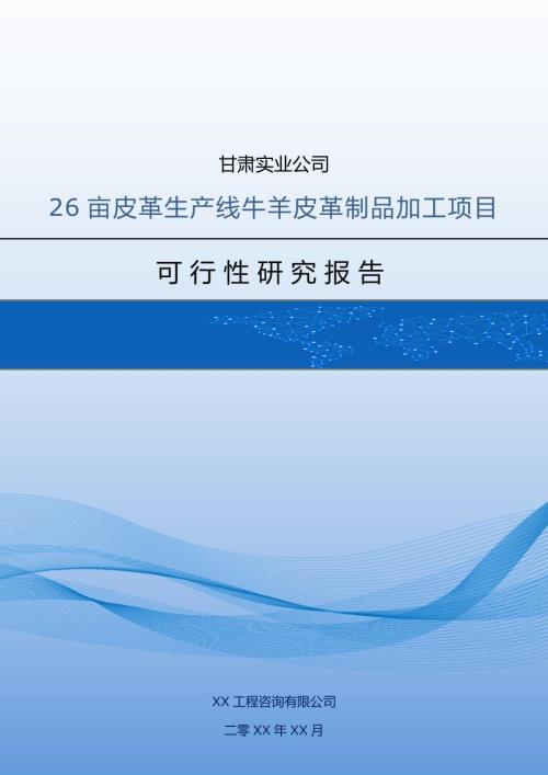 甘肅實業公司26畝皮革生產線牛羊皮革制品加工項目可行性研究報告71頁