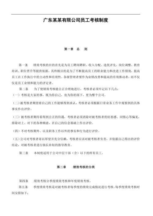 24_廣東某某有限公司員工考核制度DOC40頁