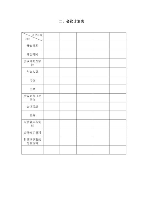 合資公司會議計劃表