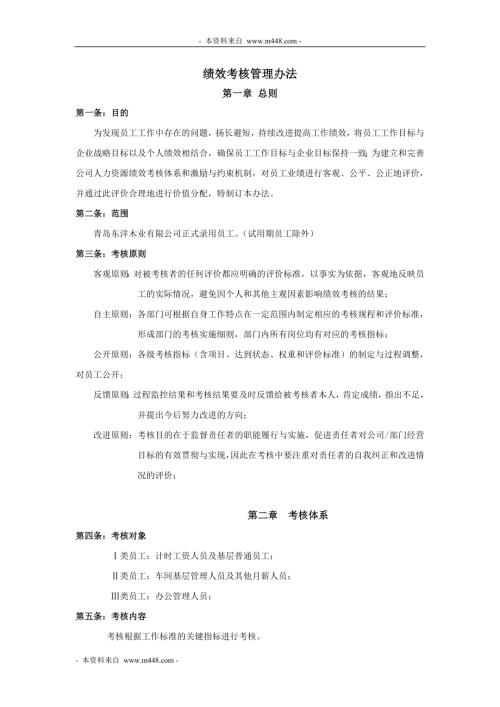 青岛东洋木业公司绩效考核管理制度DOC_21页