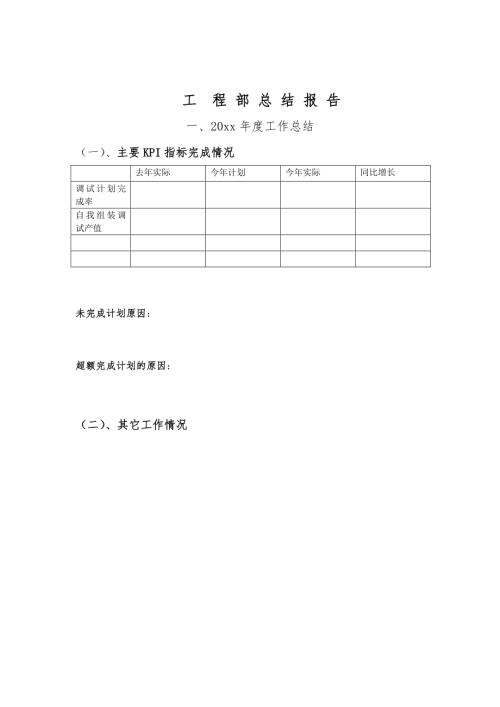 公司工程部述職模板
