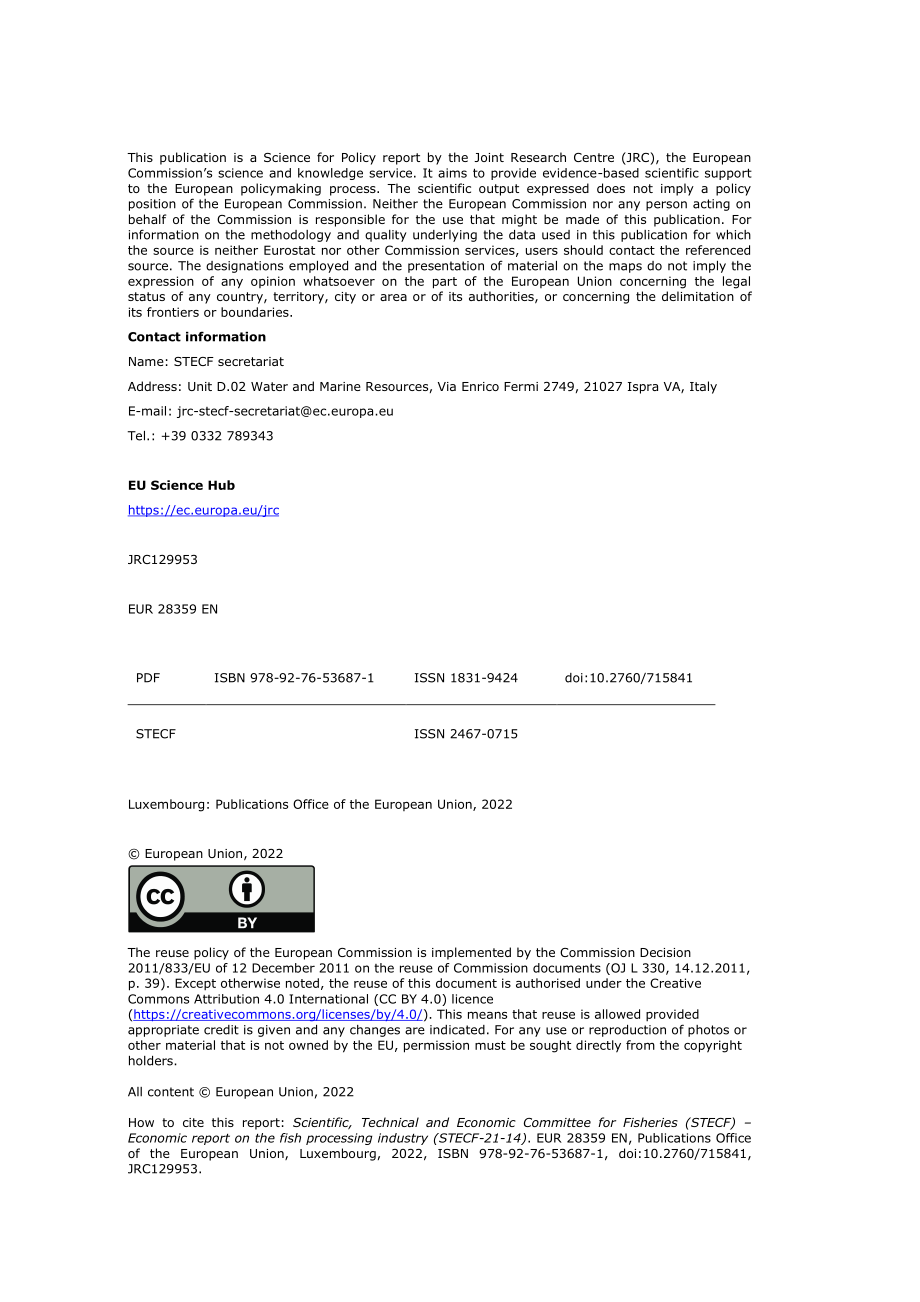 STECF：2022年歐盟魚類加工業經濟效益報告（英文版）（229頁）.pdf_第2頁