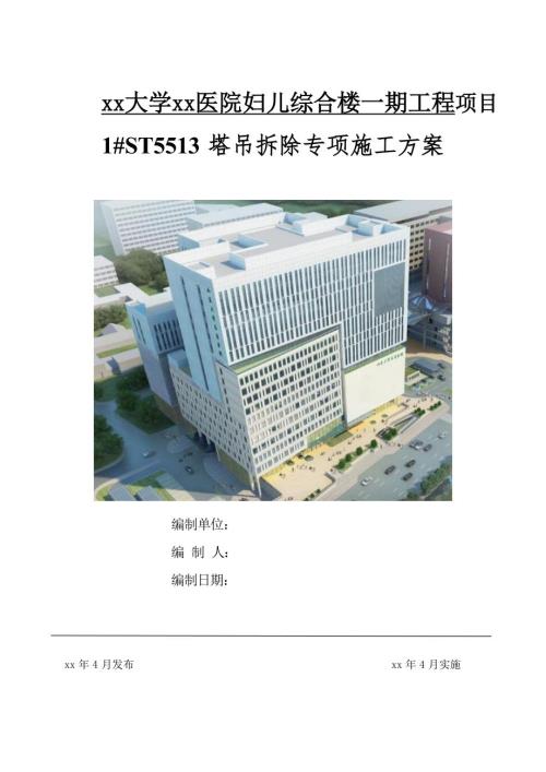 醫院婦兒綜合樓工程項目塔吊拆除專項施工方案（39頁）