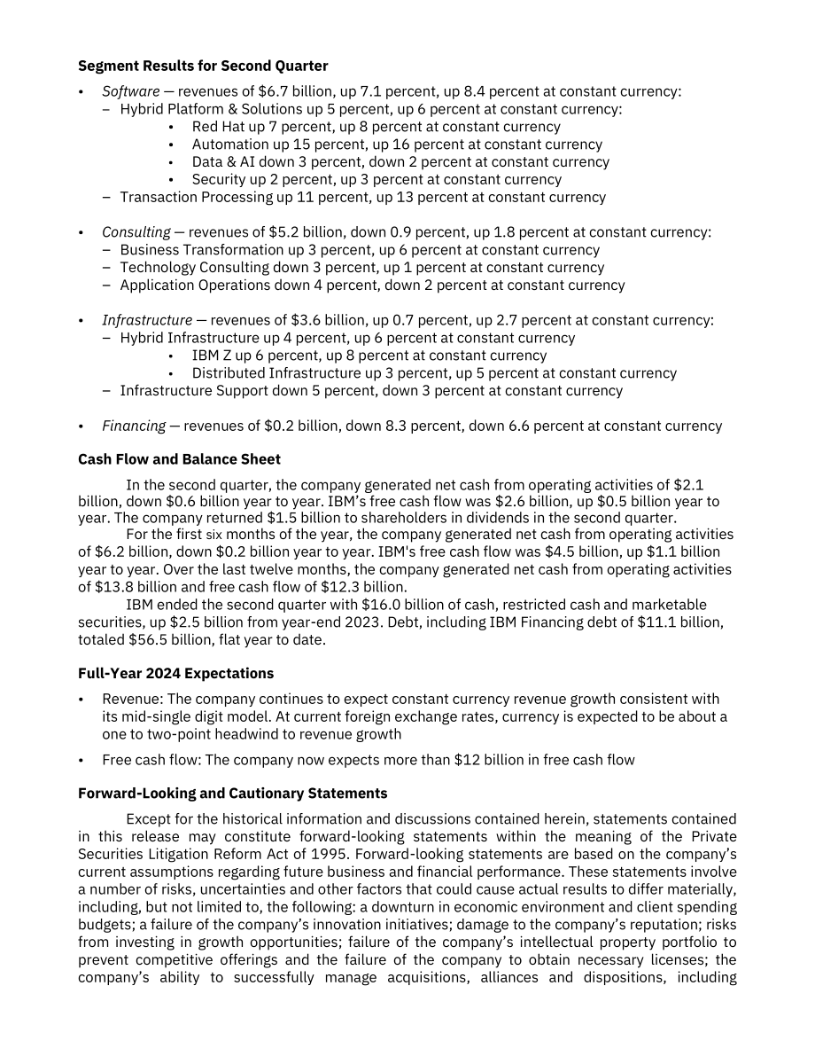 國際商業(yè)機器公司（IBM）2024年第二季度業(yè)績報告（英文版）（13頁）.pdf_第2頁