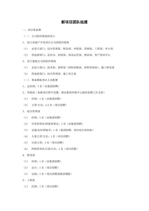 房地產新項目團隊組建