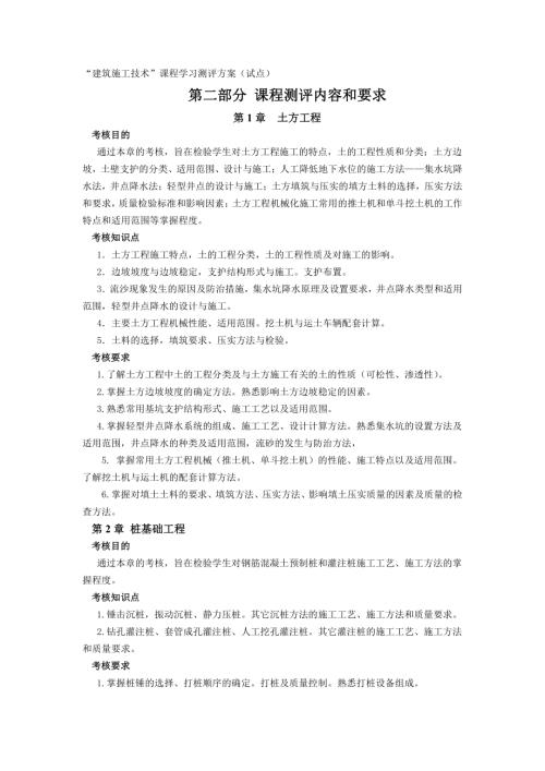 “建筑施工技術(shù)”課程學(xué)習(xí)測評(píng)方案(試點(diǎn))（5頁）